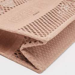 Dior Clay Fishnet Mesh Embroidered Canvas Medium Book Tote