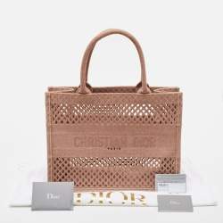 Dior Clay Fishnet Mesh Embroidered Canvas Medium Book Tote