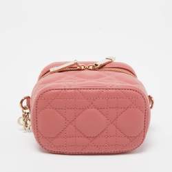 Pre Owned Dior Pink Cannage Leather Lady Dior Micro Vanity Case