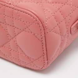 Pre Owned Dior Pink Cannage Leather Lady Dior Micro Vanity Case