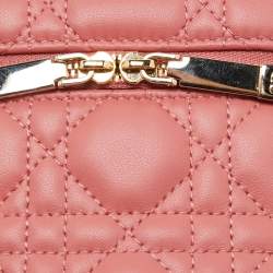 Pre Owned Dior Pink Cannage Leather Lady Dior Micro Vanity Case