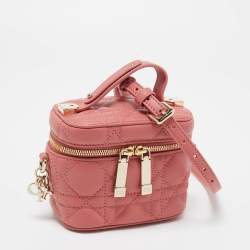 Pre Owned Dior Pink Cannage Leather Lady Dior Micro Vanity Case