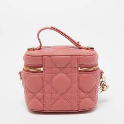 Pre Owned Dior Pink Cannage Leather Lady Dior Micro Vanity Case