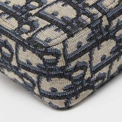 Pre Owned Dior Blue/White Oblique Jacquard Belt Pouch 