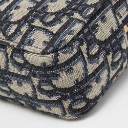 Pre Owned Dior Blue/White Oblique Jacquard Belt Pouch 