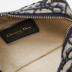 Pre Owned Dior Blue/White Oblique Jacquard Belt Pouch 