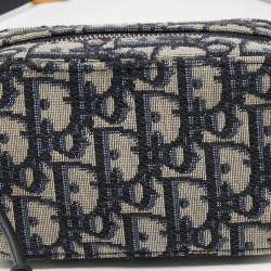 Pre Owned Dior Blue/White Oblique Jacquard Belt Pouch 
