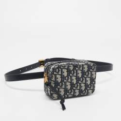 Pre Owned Dior Blue/White Oblique Jacquard Belt Pouch 