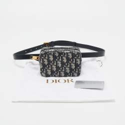 Pre Owned Dior Blue/White Oblique Jacquard Belt Pouch 