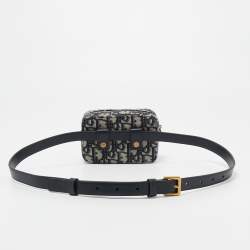 Pre Owned Dior Blue/White Oblique Jacquard Belt Pouch 