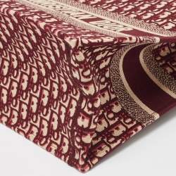 Pre Owned Dior Burgundy Oblique Canvas Medium Book Tote 