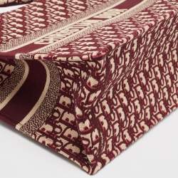 Pre Owned Dior Burgundy Oblique Canvas Medium Book Tote 