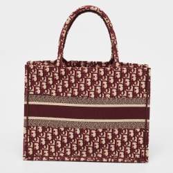 Pre Owned Dior Burgundy Oblique Canvas Medium Book Tote 