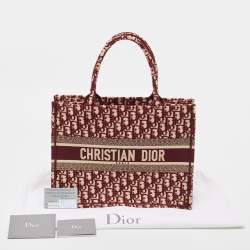 Pre Owned Dior Burgundy Oblique Canvas Medium Book Tote 