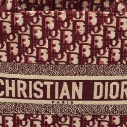 Pre Owned Dior Burgundy Oblique Canvas Medium Book Tote 