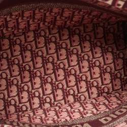 Pre Owned Dior Burgundy Oblique Canvas Medium Book Tote 