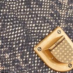 Pre Owned Dior Black Karung Leather Small Studded Diorama Shoulder Bag