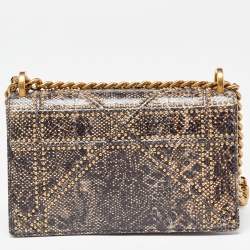 Pre Owned Dior Black Karung Leather Small Studded Diorama Shoulder Bag