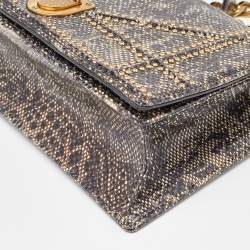 Pre Owned Dior Black Karung Leather Small Studded Diorama Shoulder Bag