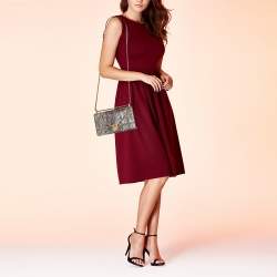 Pre Owned Dior Black Karung Leather Small Studded Diorama Shoulder Bag