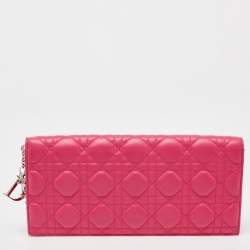 Pre Owned Dior Pink Leather Lady Dior Chain Pouch