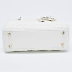 Pre Owned Dior White Cannage Leather Small My ABCDior Lady Dior Tote