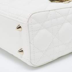 Pre Owned Dior White Cannage Leather Small My ABCDior Lady Dior Tote