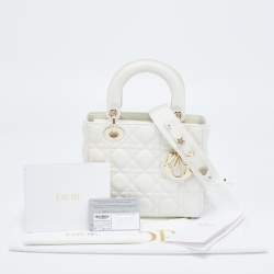 Pre Owned Dior White Cannage Leather Small My ABCDior Lady Dior Tote