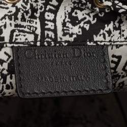 Pre Owned Dior Black/White Plan De Paris Nylon Diortravel Pouch