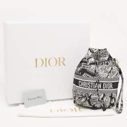Pre Owned Dior Black/White Plan De Paris Nylon Diortravel Pouch