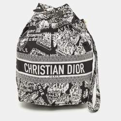 Pre Owned Dior Black/White Plan De Paris Nylon Diortravel Pouch