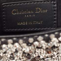 Pre Owned Dior Black Leather Sequins and Crystal Embellished Small Lady Dior Tote