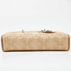 Pre Owned Dior Beige/Brown Cannage Raffia and Leather Lady D-Joy Bag