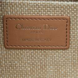 Pre Owned Dior Beige/Brown Cannage Raffia and Leather Lady D-Joy Bag