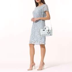 Pre Owned Dior Silver Cannage Leather Medium Lady D-Joy Tote 