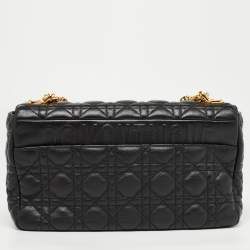 Pre Owned Dior Black Cannage Leather Large Caro Shoulder Bag