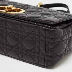 Pre Owned Dior Black Cannage Leather Large Caro Shoulder Bag