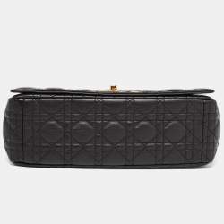 Pre Owned Dior Black Cannage Leather Large Caro Shoulder Bag