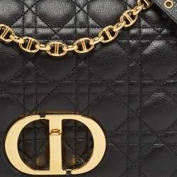 Pre Owned Dior Black Cannage Leather Large Caro Shoulder Bag