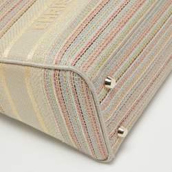 Dior Multicolor Stripe Embroidered Canvas Medium Lady D-Lite Tote