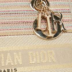 Dior Multicolor Stripe Embroidered Canvas Medium Lady D-Lite Tote