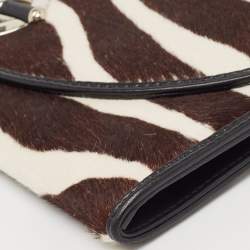 Pre Owned Dior Black/White Calf Hair and Leather Jazz Wristlet Clutch