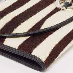 Pre Owned Dior Black/White Calf Hair and Leather Jazz Wristlet Clutch