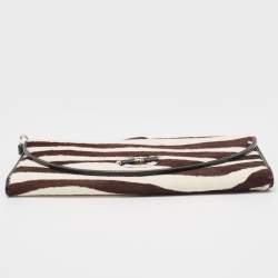 Pre Owned Dior Black/White Calf Hair and Leather Jazz Wristlet Clutch