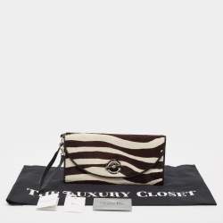 Pre Owned Dior Black/White Calf Hair and Leather Jazz Wristlet Clutch