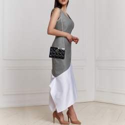 Dior Black Cannage Patent Leather Caro Zipped Chain Pouch