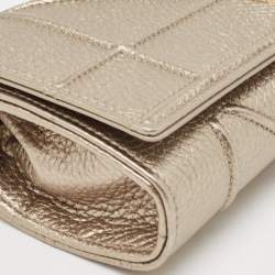 مملوكة مسبقًا محفظة ديور ديوراما جلد ذهبي ميتاليك بسلسلة