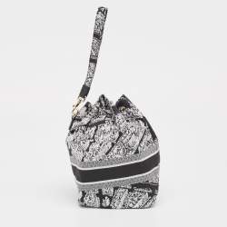Pre Owned Dior Black/White Plan De Paris Nylon Diortravel Pouch