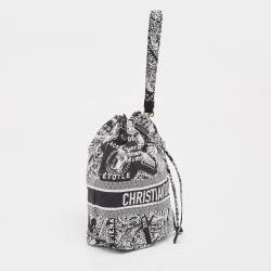Pre Owned Dior Black/White Plan De Paris Nylon Diortravel Pouch