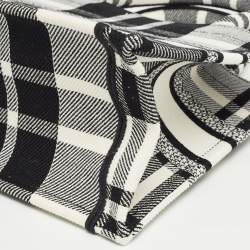 Pre Owned Dior Black/White Check'N'Dior Canvas Small Book Tote